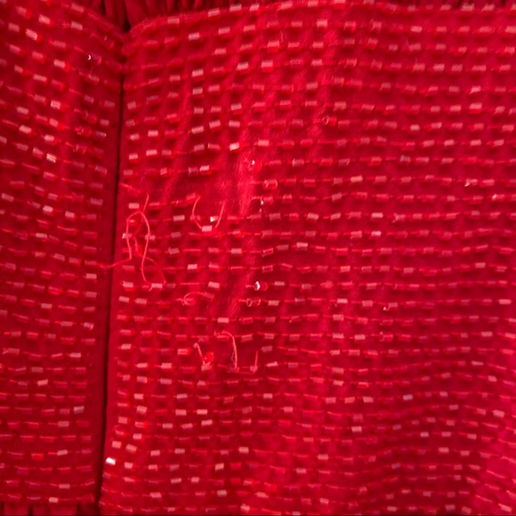 Evening Gown JS Boutique Red with sequins around waist key hole neck size 16 - Picture 4 of 8